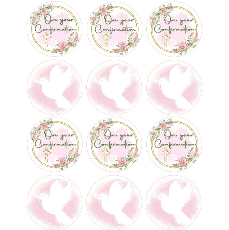 15 x Girls Confirmation Cupcake toppers (5cm) – Devlin Design Studio